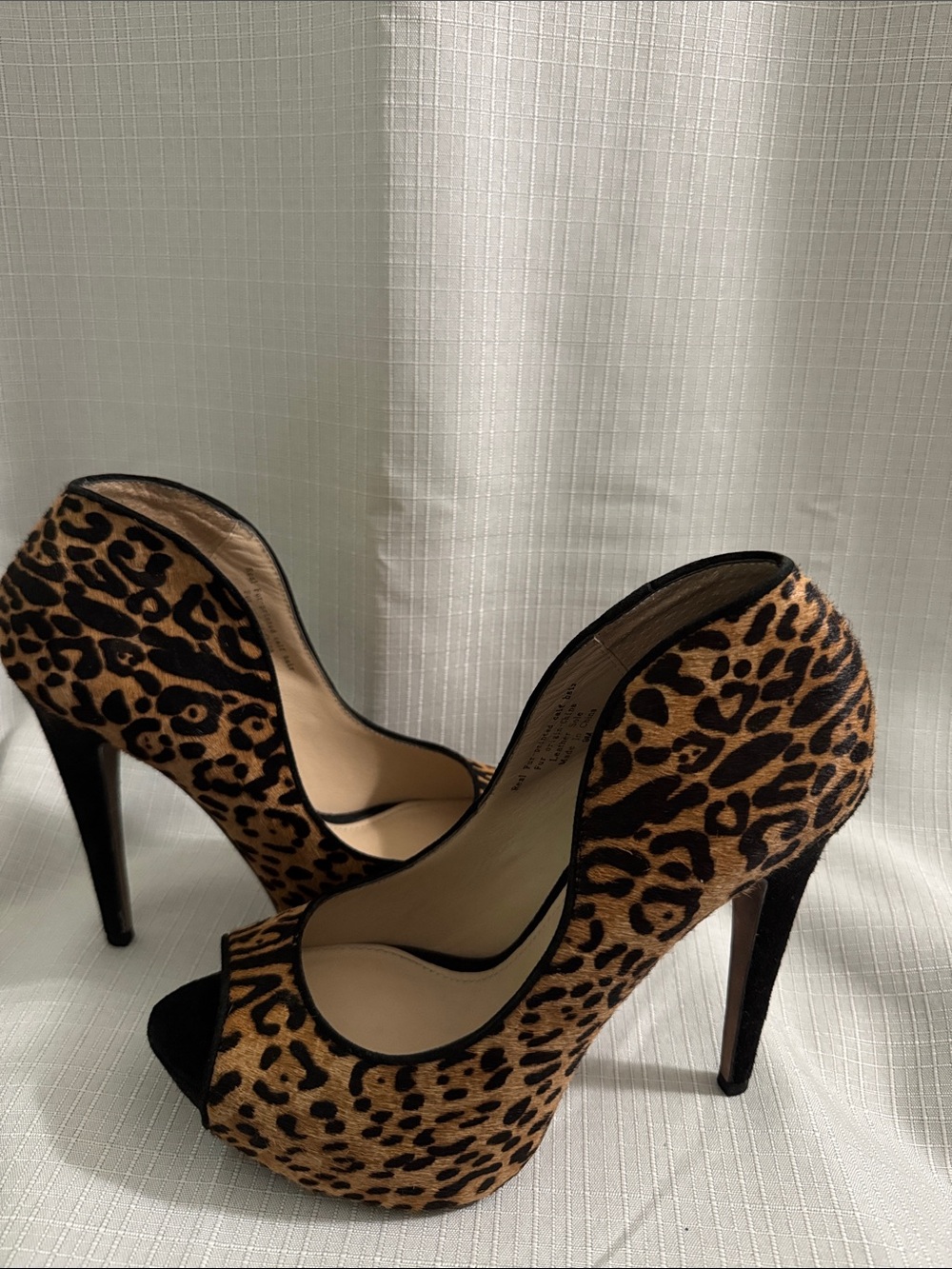 Leopard Print Peep-Toe High Heels - Women's Animal Print Pumps
